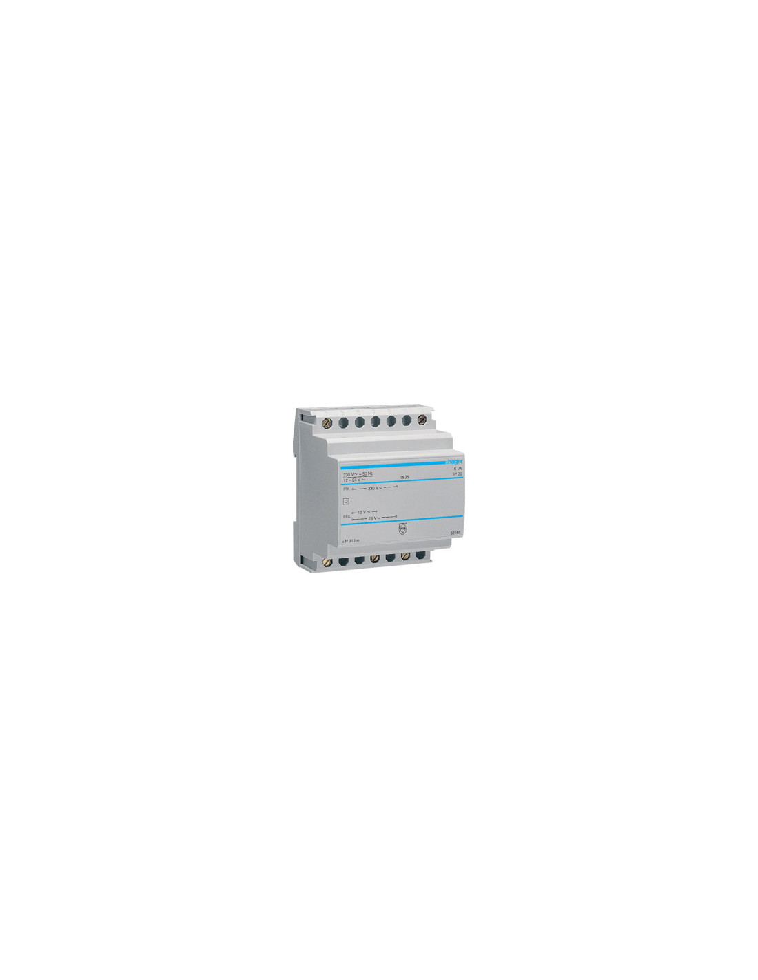 Transformateur 220V/12-24V 16VA 4MOD.