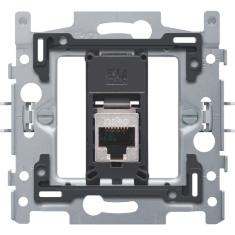 1 connexion RJ45 STP cat. 5E, modèle plat, incl. socle 60 x 71 mm avec fixation par griffes