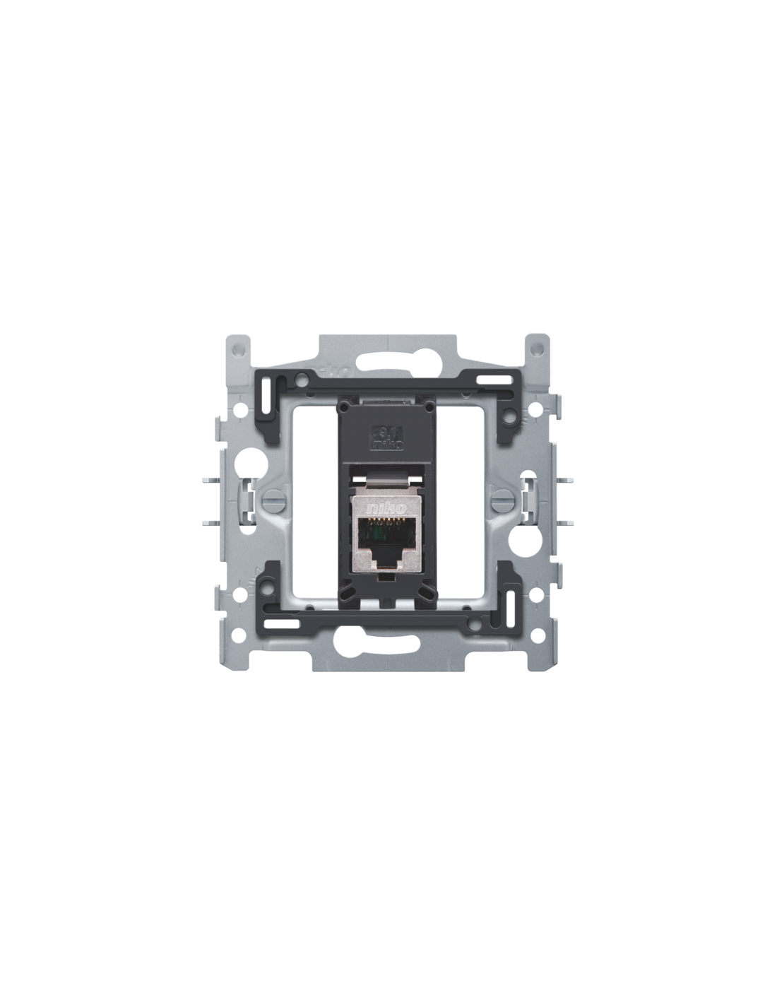 1 connexion RJ45 STP cat. 5E, modèle plat, incl. socle 60 x 71 mm avec fixation par griffes