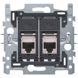 2 connexions RJ45 STP cat. 5E, modèle plat, incl. socle 60 x 71 mm avec fixation par griffes