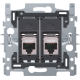 2 connexions RJ45 STP cat. 5E, modèle plat, incl. socle 60 x 71 mm avec fixation par griffes