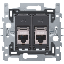 2 connexions RJ45 STP cat. 6, modèle plat, incl. socle 60 x 71 mm avec fixation par griffes