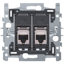 2 connexions RJ45 STP cat. 6A, modèle plat, incl. socle 60 x 71 mm avec fixation par griffes