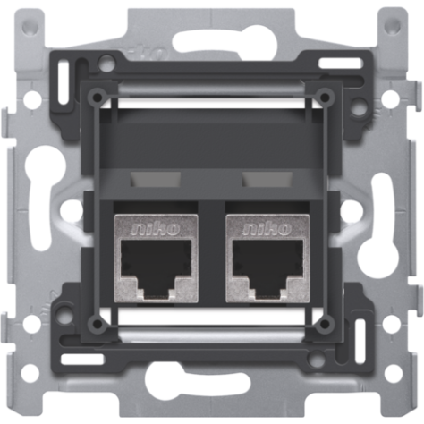 2 connexions RJ45 STP cat. 6, modèle oblique, incl. socle 60 x 71 mm avec fixation par vis