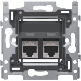 2 connexions RJ45 STP cat. 6A, modèle oblique, incl. socle 60 x 71 mm avec fixation par vis