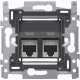 2 connexions RJ45 STP cat. 6A, modèle oblique, incl. socle 60 x 71 mm avec fixation par vis