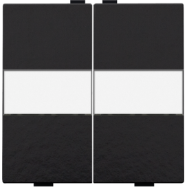 Touche double avec porte-étiquette pour interrupteur sans fil ou bouton-poussoir à 4 boutons de commande, piano black coated.