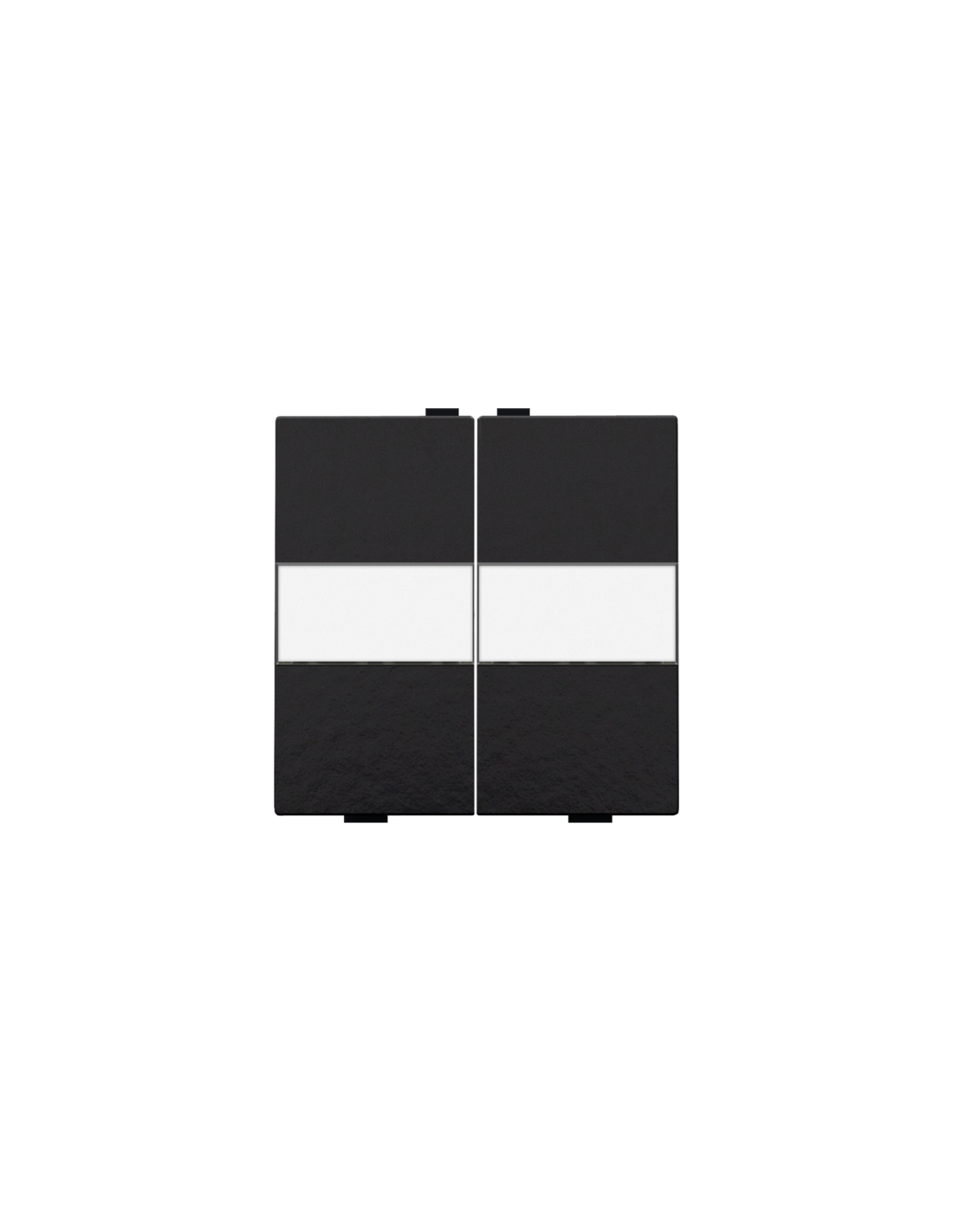 Touche double avec porte-étiquette pour interrupteur sans fil ou bouton-poussoir à 4 boutons de commande, piano black coated.