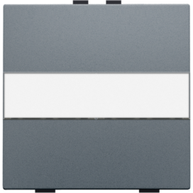 Touche simple avec porte-étiquette pour interrupteur sans fil ou bouton-poussoir à 2 boutons de commande, steel grey coated.