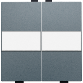 Touche double avec porte-étiquette pour interrupteur sans fil ou bouton-poussoir à 4 boutons de commande, steel grey coated.