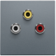 Set de finition avec 3 prises audio CINCH, également pour encastrement dans des goulottes d'installation, steel grey coated