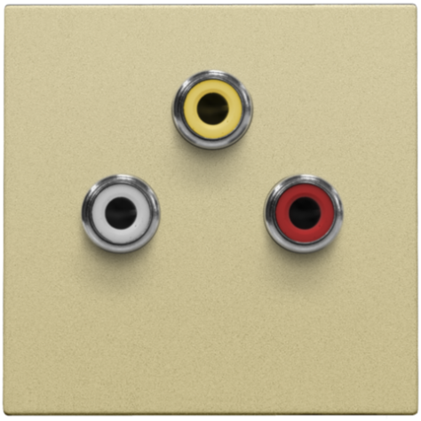 Set de finition avec 3 prises audio CINCH, également pour encastrement dans des goulottes d'installation, gold coated