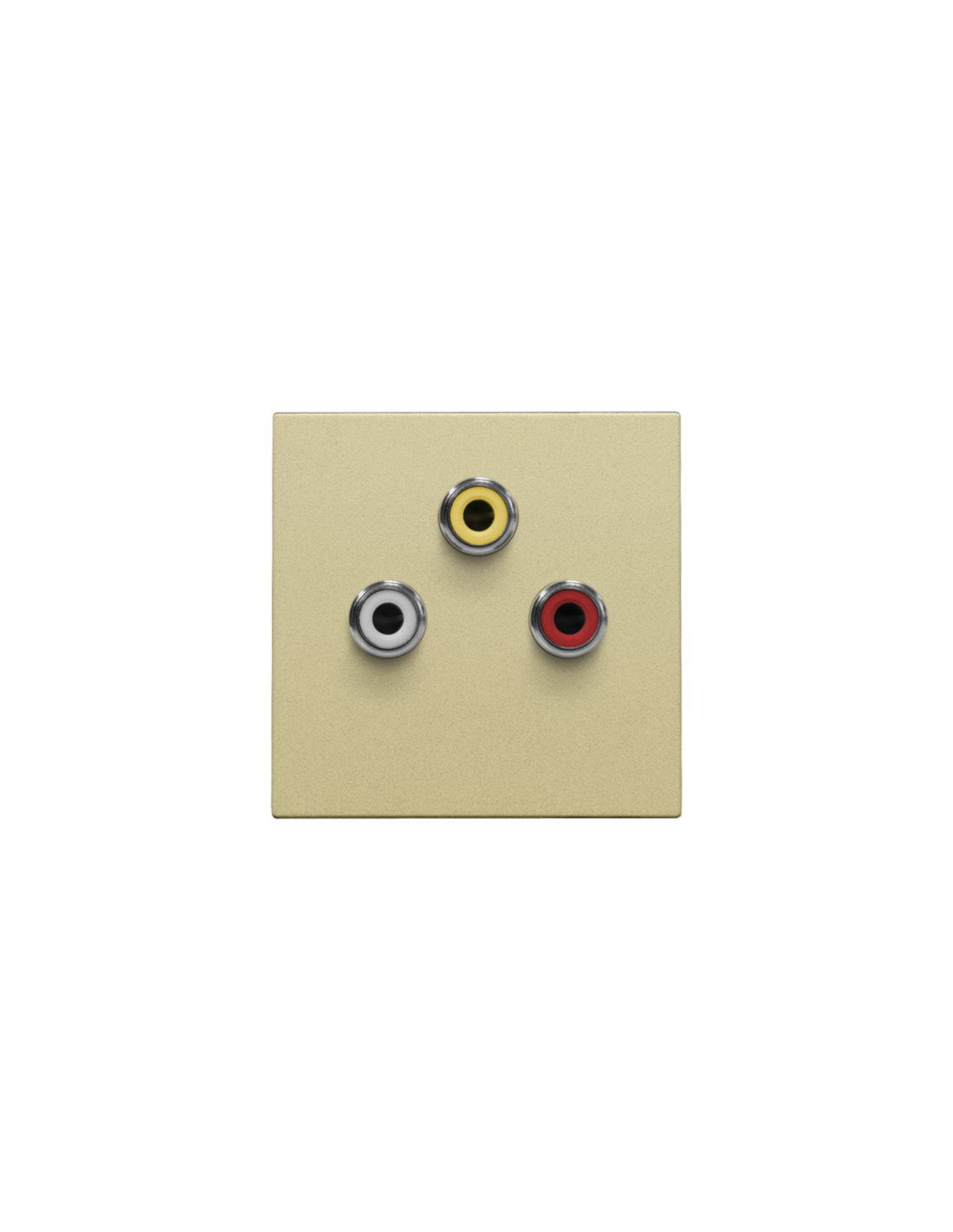Set de finition avec 3 prises audio CINCH, également pour encastrement dans des goulottes d'installation, gold coated
