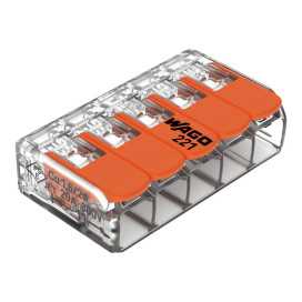 Bornes de raccordement à levier 5 entrées pour tout types de conducteurs - max. 6 mm²
