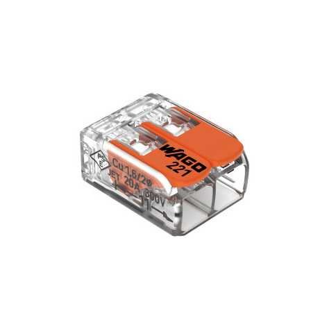 Bornes de raccordement à levier 2 entrées pour tout types de conducteurs - max. 4 mm²