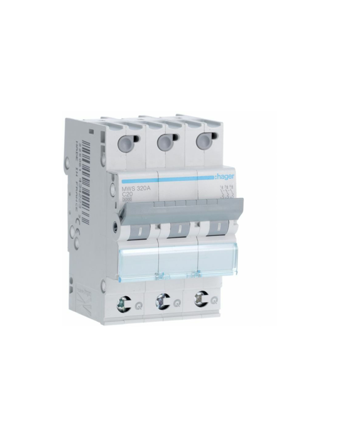 Disjoncteur 3kA - C - 3P - 10A - 3MOD. - quickconnect