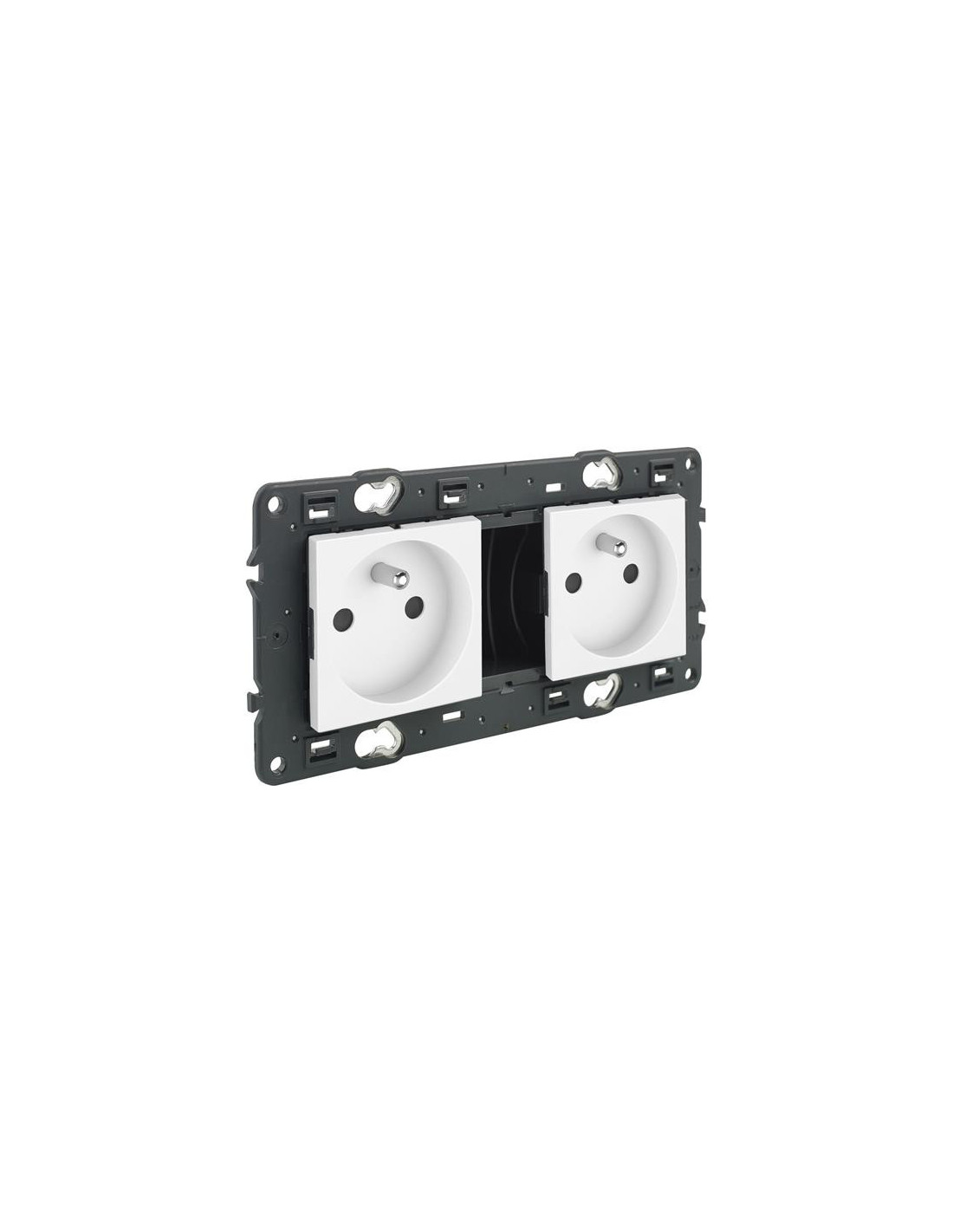 Valena Next prise 2x2P+T précâblée appareil complet blanc à vis