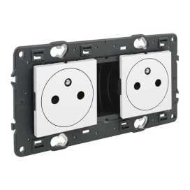 Valena Next prise 2x2P+T précâblée affleurante appareil complet blanc à vis