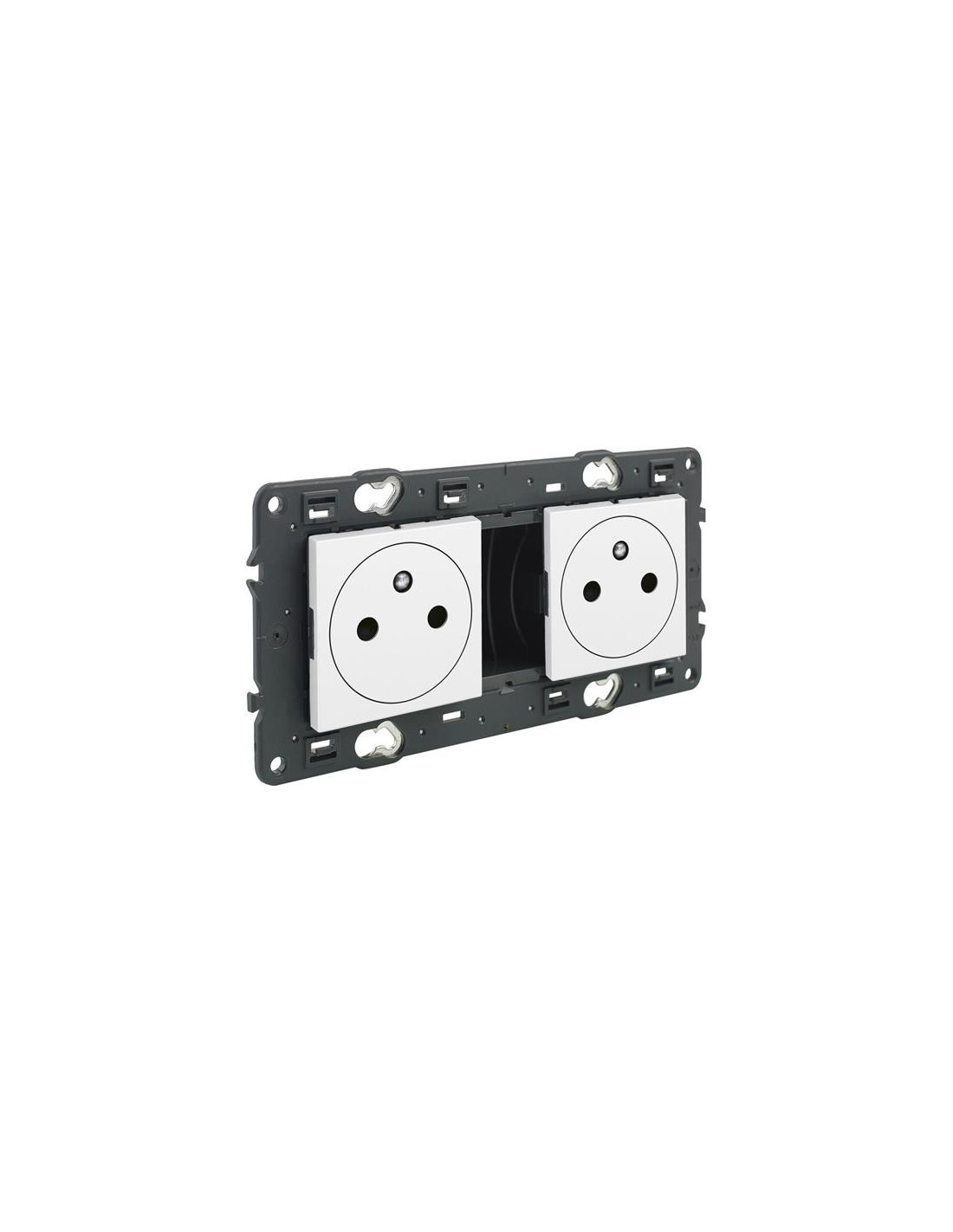 Valena Next prise 2x2P+T précâblée affleurante appareil complet blanc à vis