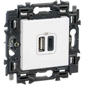 Valena Next prise USB double type A+C appareil complet blanc à griffes