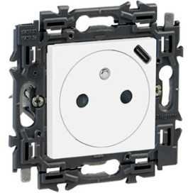 Valena Next prise 2P+T + chargeur USB 1100mA int app complet blanc à griffes