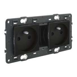 Valena Next prise 2x2P+T précâblée appareil complet noir à vis