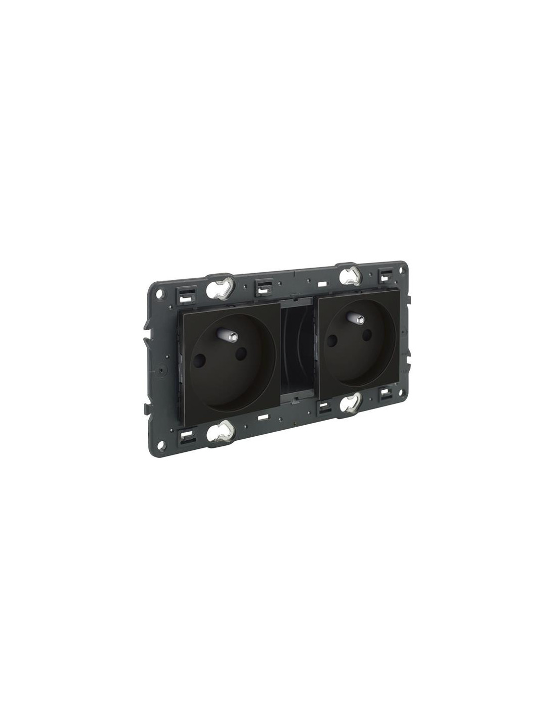 Valena Next prise 2x2P+T précâblée appareil complet noir à vis