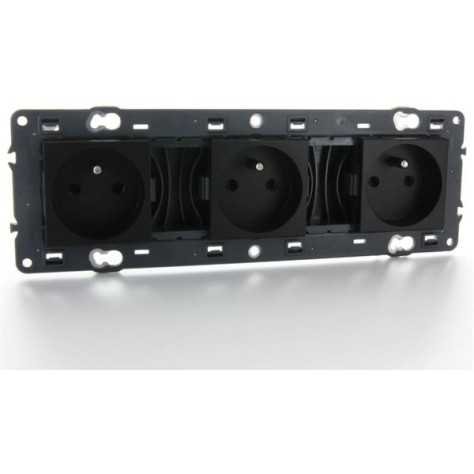 Valena Next prise 3x2P+T précâblée appareil complet noir à vis