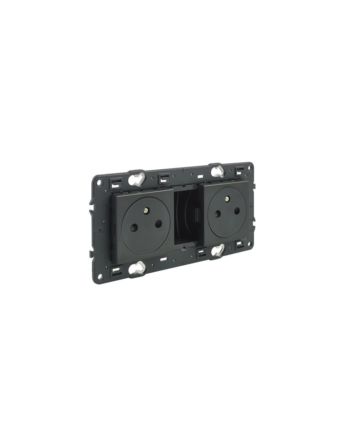 Valena Next prise 2x2P+T précâblée aff appareil complet noir à vis