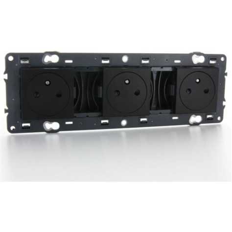 Valena Next prise 3x2P+T précâblée aff appareil complet noir à vis Valena Next prise 3x2P+T précâblée aff appareil complet noir à vis