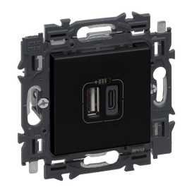 Valena Next prise USB double type A+C appareil complet noir à griffes
