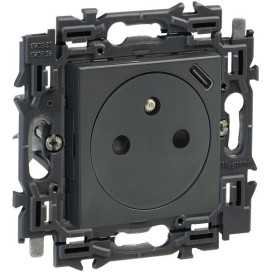 Valena Next prise 2P+T + chargeur USB 1100mA intégré app complet noir à griffes