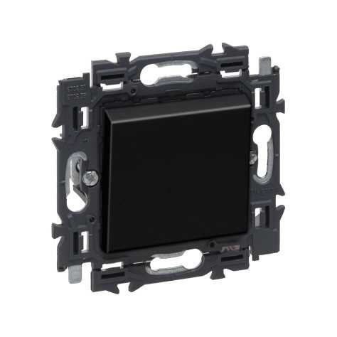 Valena Next interrupteur unipolaire 10AX appareil complet noir à griffes Valena Next interrupteur unipolaire 10AX appareil complet noir à griffes