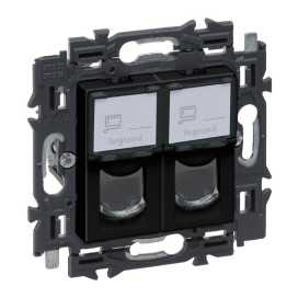 Valena Next prise 2xRJ45 cat6 UTP appareil complet noir à griffes