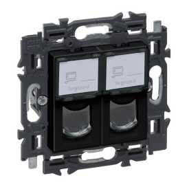 Valena Next prise 2xRJ45 cat6 UTP appareil complet noir à griffes