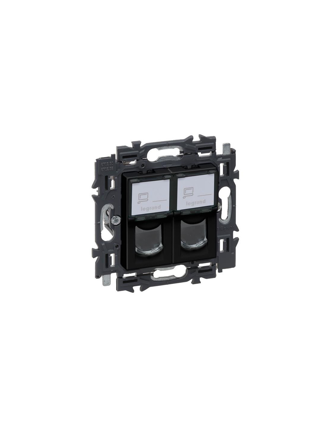 Valena Next prise 2xRJ45 cat6 UTP appareil complet noir à griffes