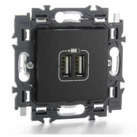 Valena Next prise USB double type A appareil complet noir à griffes