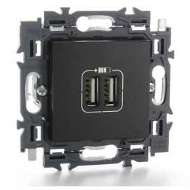 Valena Next prise USB double type A appareil complet noir à griffes