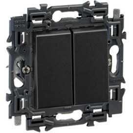 Valena Next double poussoir 6A appareil complet noir à griffes