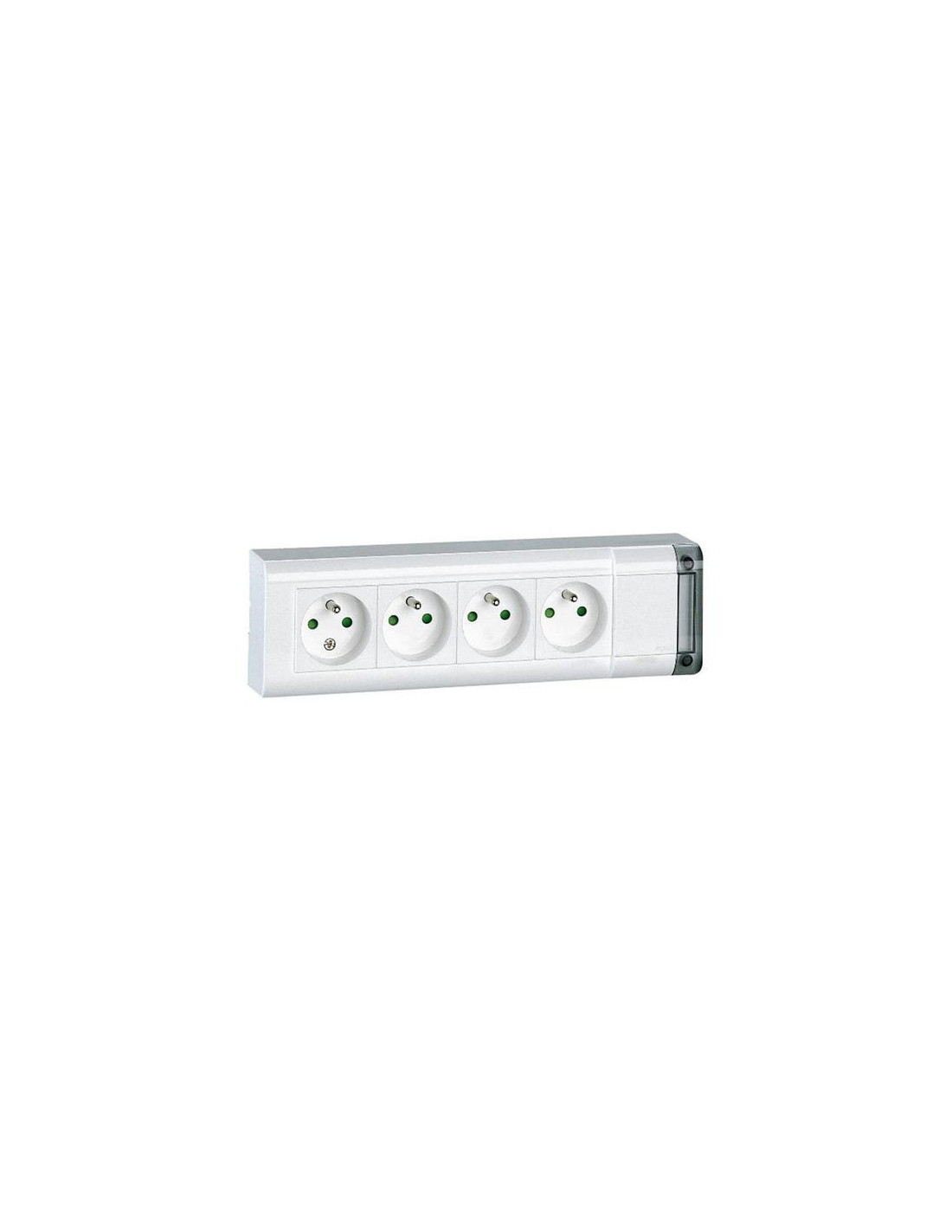 Bloc multiprises 4x(2P+T)+int. 10/16A 250V blanc sans cordon