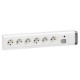Bloc multiprises 6x(2P+T)+int. 10/16A 250V blanc sans cordon