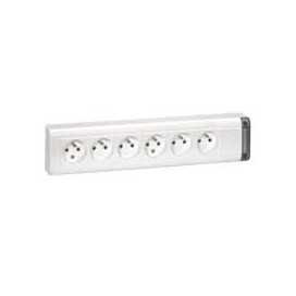 Bloc multiprises standard 6x(2P+T) 10/16A 250V blanc sans cordon