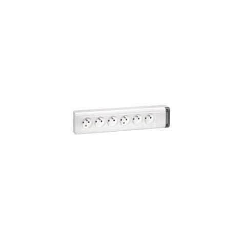 Bloc multiprises standard 6x(2P+T) 10/16A 250V blanc sans cordon