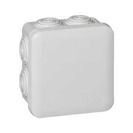 Boîte carrée Plexo IP 55 étanche - gris - 80x80x45mm - 7 embouts