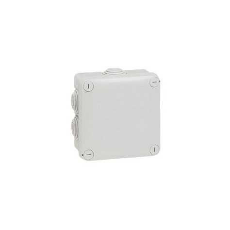 Boîte carrée Plexo IP 55 étanche - 105x105x55mm - gris - 7 embouts