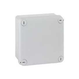 Boîte carrée Plexo IP 55 étanche - 105x105x55mm - gris - faces lisses pour presse-étoupe