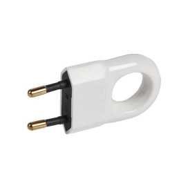 Fiche 2P 2,5A - 250V plastique blanc