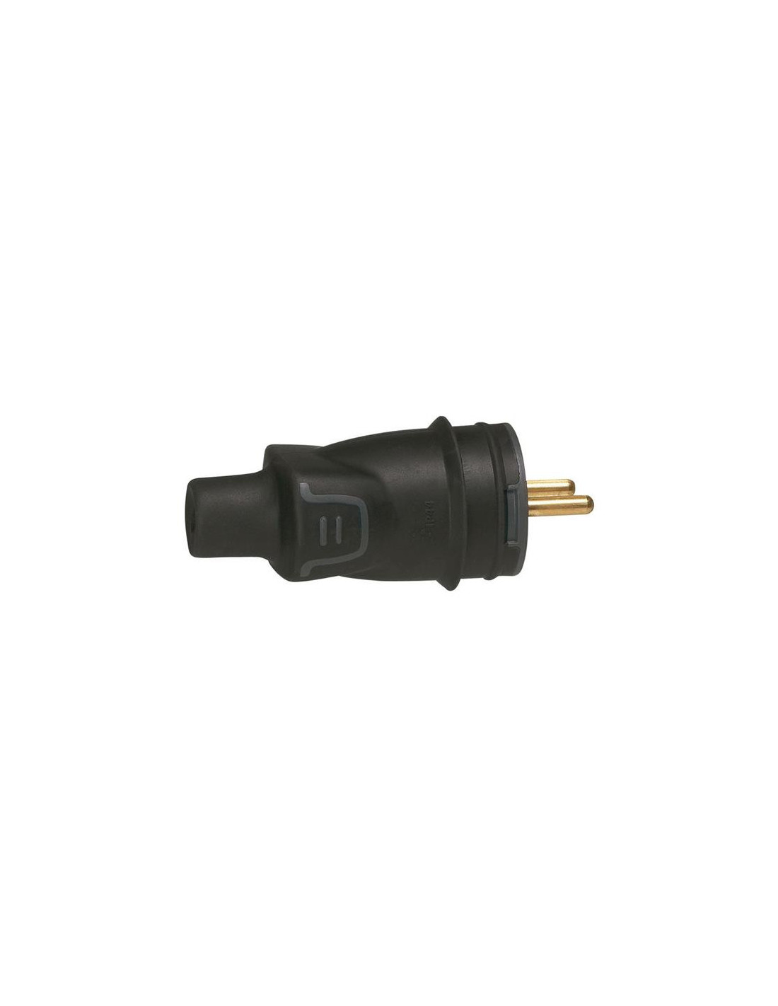 Fiche caoutchouc 2P+T 16A - IK08 sortie droite