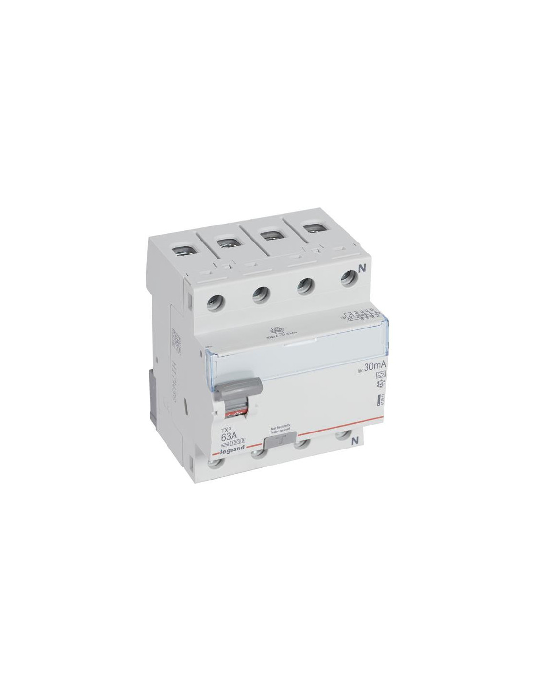Interrupteur différentiel TX³ 4P 30mA 63A Type A - 4 modules