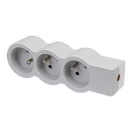 Multiprise extra-plate équipée de 3 prises 2P+T 16A 3680W à câbler - blanc et gris clair
